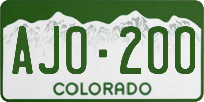 CO license plate AJO200