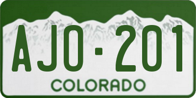 CO license plate AJO201