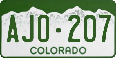 CO license plate AJO207