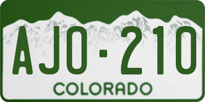CO license plate AJO210