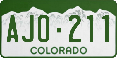 CO license plate AJO211