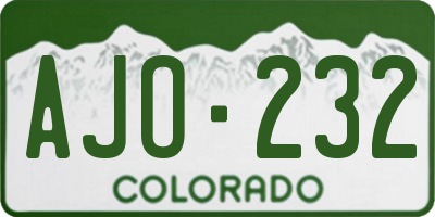 CO license plate AJO232