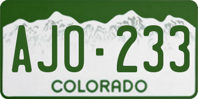 CO license plate AJO233