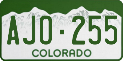 CO license plate AJO255
