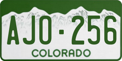 CO license plate AJO256