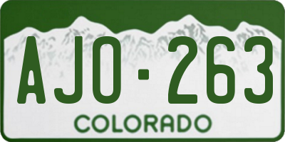 CO license plate AJO263