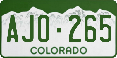 CO license plate AJO265