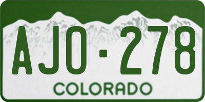 CO license plate AJO278