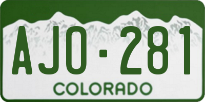CO license plate AJO281