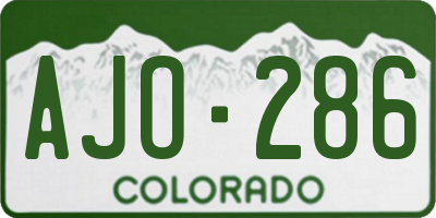 CO license plate AJO286