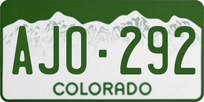 CO license plate AJO292