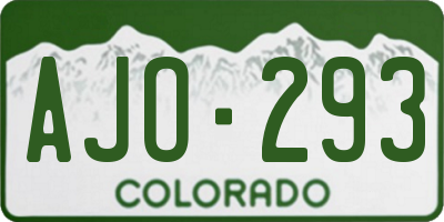 CO license plate AJO293