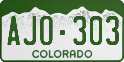 CO license plate AJO303