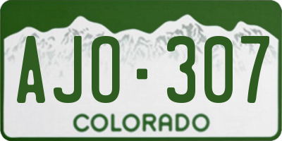 CO license plate AJO307