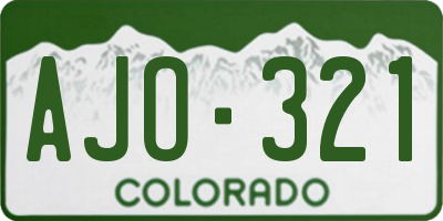 CO license plate AJO321
