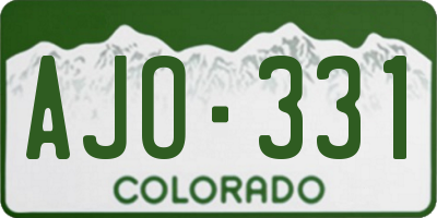 CO license plate AJO331
