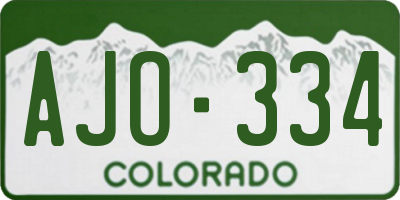 CO license plate AJO334