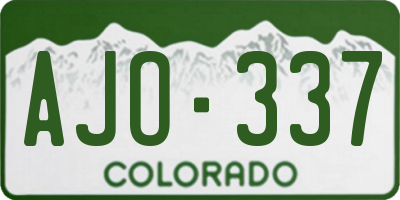 CO license plate AJO337