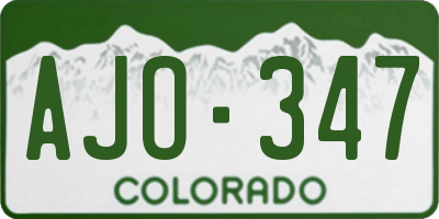 CO license plate AJO347
