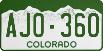 CO license plate AJO360