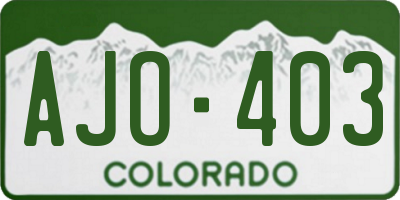 CO license plate AJO403
