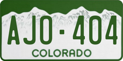 CO license plate AJO404