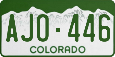 CO license plate AJO446