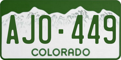 CO license plate AJO449