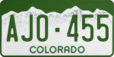CO license plate AJO455
