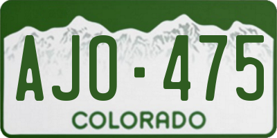 CO license plate AJO475