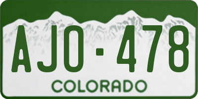 CO license plate AJO478