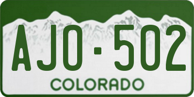 CO license plate AJO502