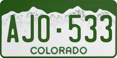 CO license plate AJO533