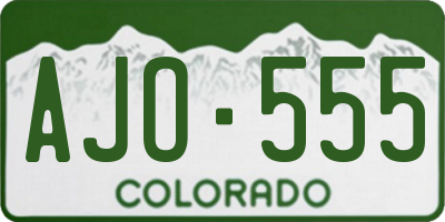 CO license plate AJO555
