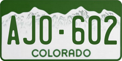 CO license plate AJO602