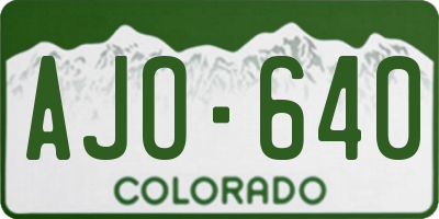 CO license plate AJO640