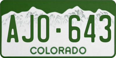 CO license plate AJO643