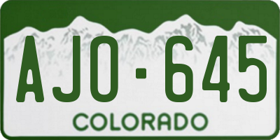 CO license plate AJO645