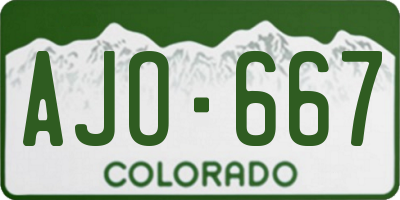 CO license plate AJO667