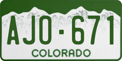 CO license plate AJO671