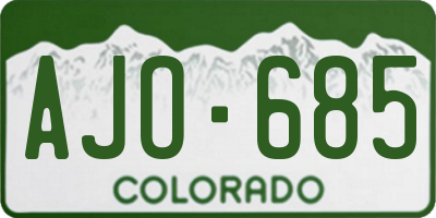 CO license plate AJO685