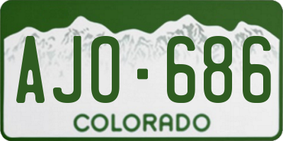 CO license plate AJO686