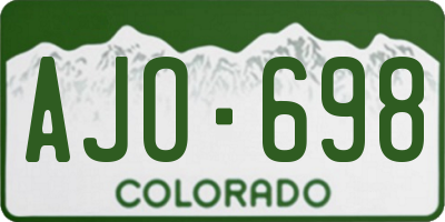 CO license plate AJO698