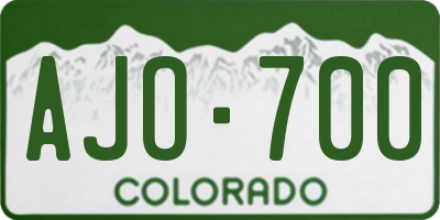 CO license plate AJO700