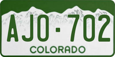 CO license plate AJO702
