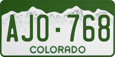 CO license plate AJO768