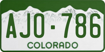 CO license plate AJO786