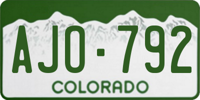CO license plate AJO792