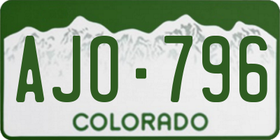 CO license plate AJO796
