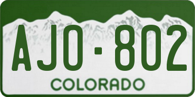 CO license plate AJO802